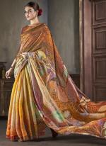 Silk Multi Color Traditional Wear Printed Saree